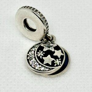 Pandora 925 ALE Night Sky Moon & Blue Sky Love You Stars Dangle Charm